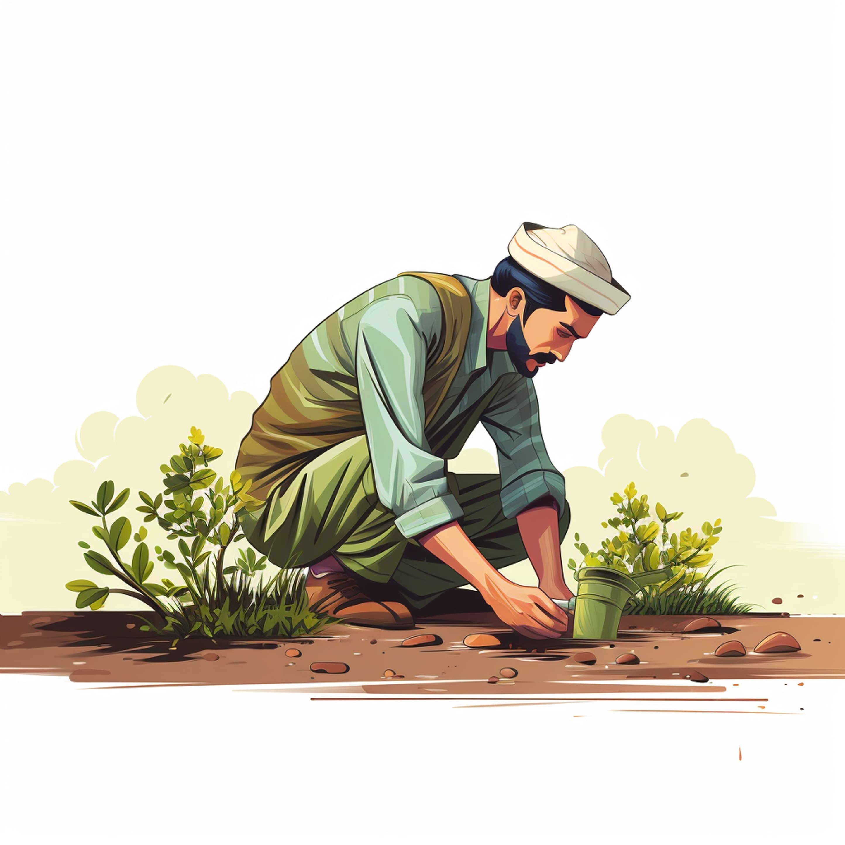 Farmer working in field